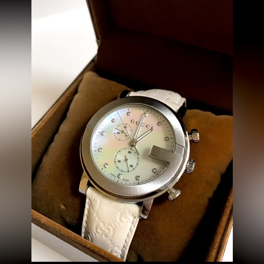 Gucci Watch with Real Pearl Face and Diamond Accents
